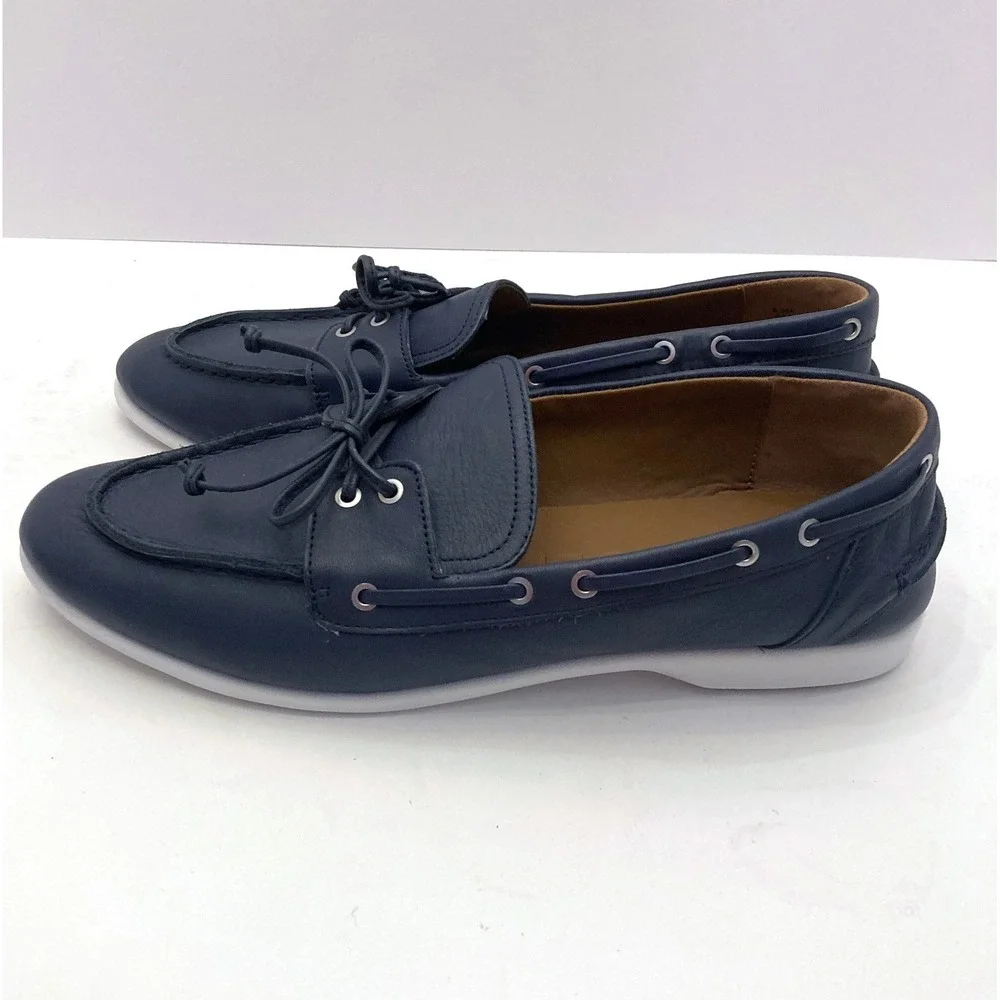 Aerosoles Barita Boat Shoes Navy Blue Leather Slip On Womens 8.5 M Comfort